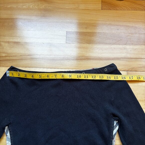Burberry London Off-the-Shoulder Knit Sweater with Signature Check Trim - Size 1 - Picture 2 of 12